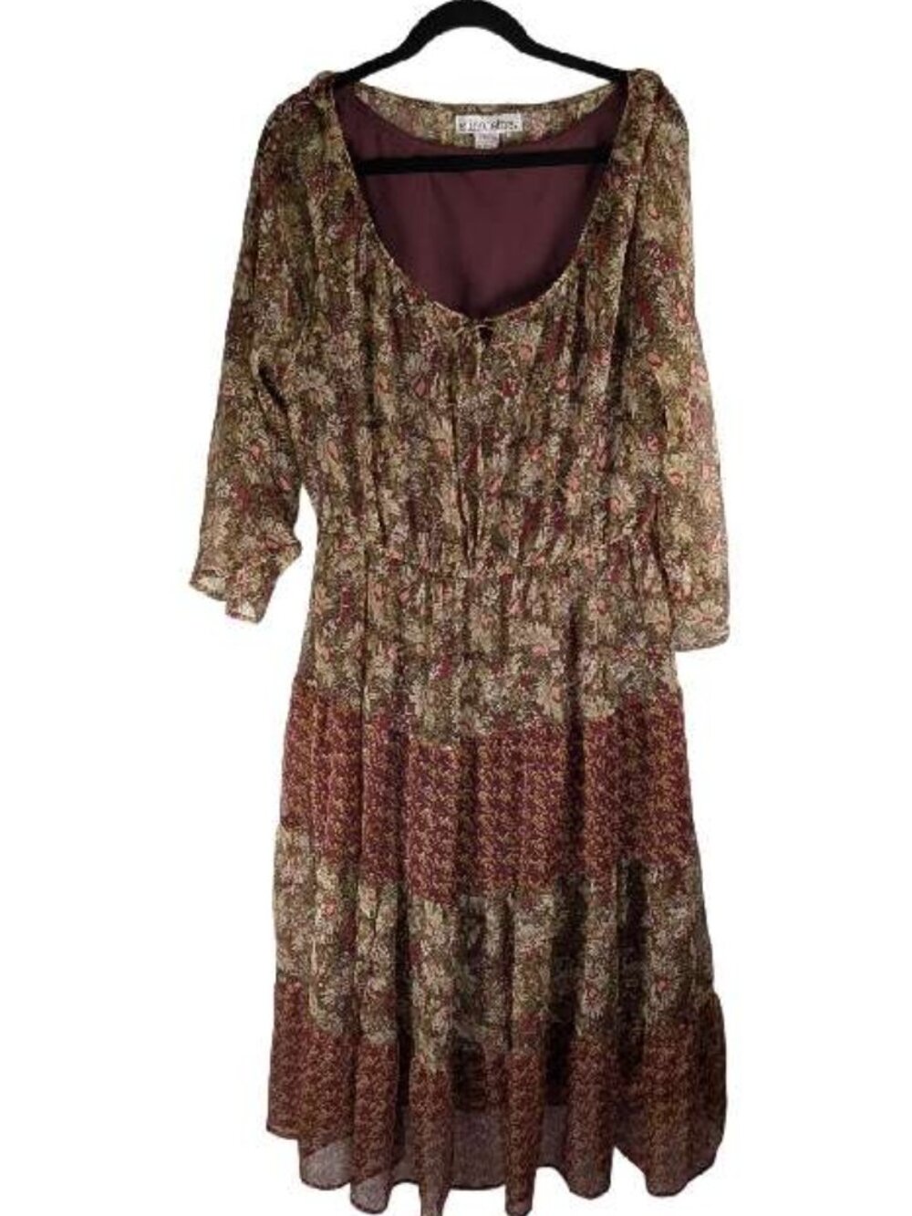 Vtg Silhouettes Floral Lined Maxi Dress Sz 20 Boho Chic, Cottagecore Prairie